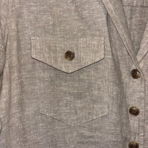 Rails Womens Button-Up Romper In Beige With Long Sleeves & Chest Pockets Size S - Picture 6 of 9